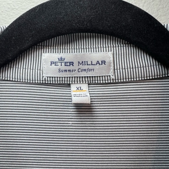 Peter Millar Men's Summer Comfort Polo Shirt Gray White Striped Stretch Golf XL - Picture 3 of 13
